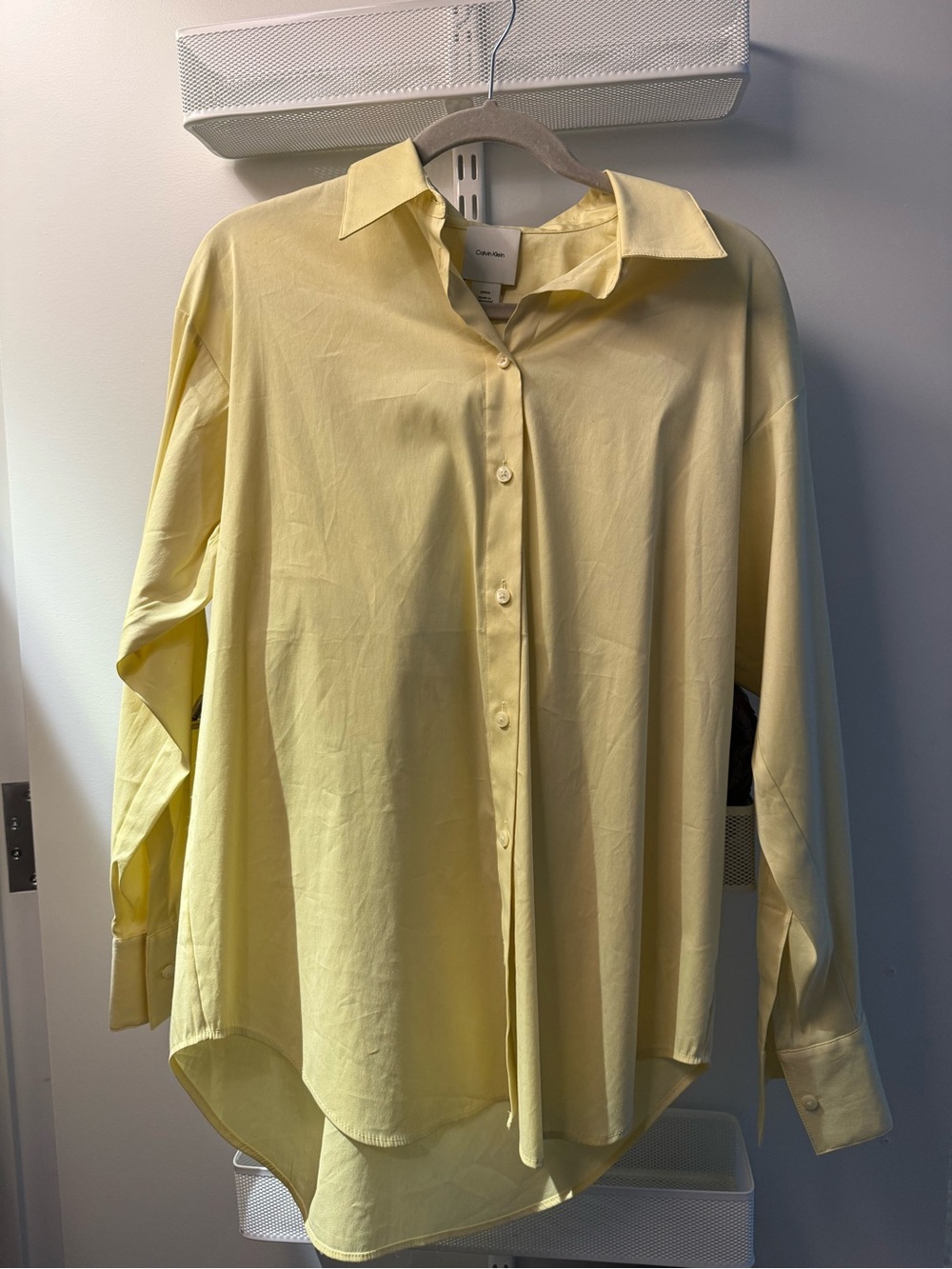 Calvin Klein Men's Pale Yellow Button-Down Shirt